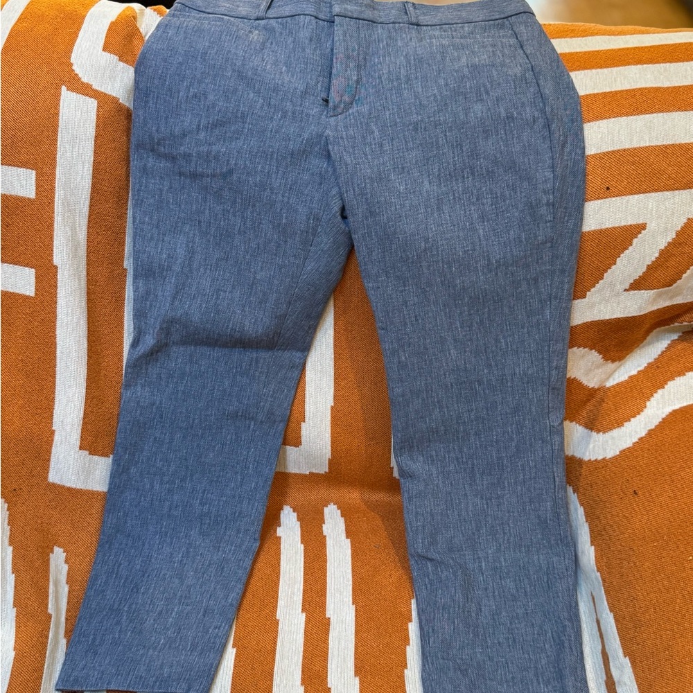 Blue Straight-Leg Pants